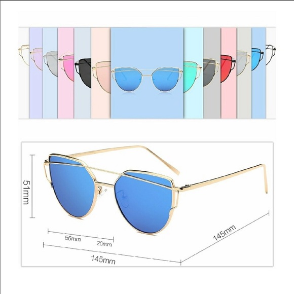 {QUINN} cat eye Flat Mirrored Oversized Sunglasses - Picture 5 of 7